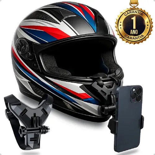 Suporte de Celular para Capacete Moto Queixo Compatível com GoPro Câmera Celular Ios Galaxy