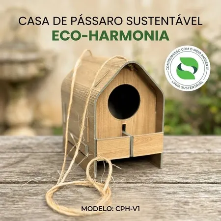 Casinha Sustentável para Pássaros Modelo Sabiá Ninho Suspenso Ecológico para Jardim Quintal e Varanda