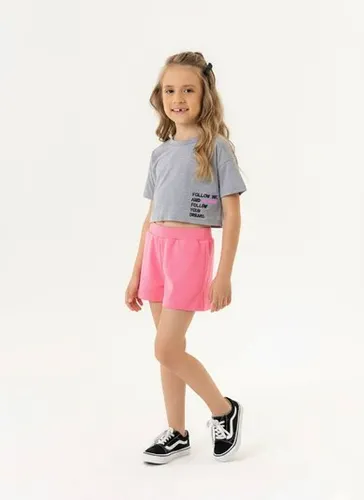 Conjunto Infantil com Blusa e Shorts para Menina (Cinza) Guloseima