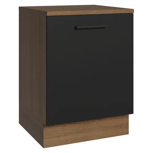 Balcão Madesa Agata 60 x 60 cm 1 Porta (Com Tampo) Rustic/Preto