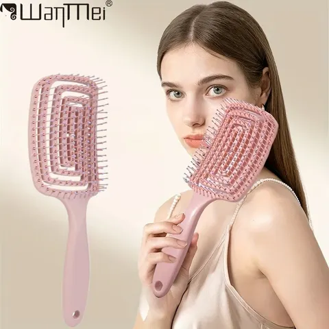 Wantei volumizing desembaraçar pente de massagem de cabelo pente de massagem de cabelo com design oco ferramentas de estilo de cabelo para perucas de cabelo real