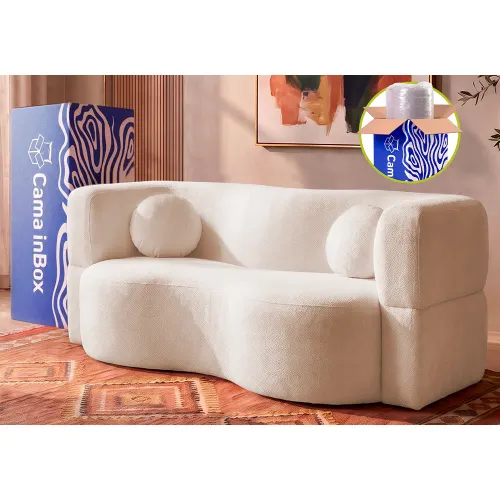 Sofá Cama Bolge Xpand Tech a Vácuo Bouclê Cama inBox