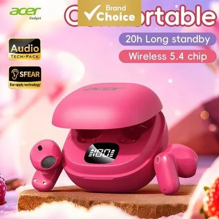 Fones de Ouvido Acer OHR501 Intra-Auriculares sem Fio 5.4 Chip Bluetooth Oferece Desempenho de Conexão Rápida e Estável 
