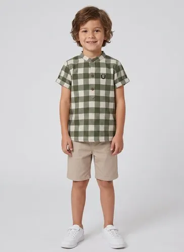 Bata Infantil Masculina em Algodão Xadrez (Verde) Guloseima