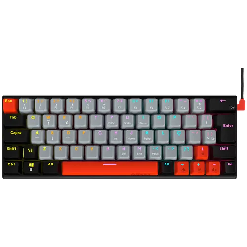 Teclado Mecânico PCYES Kuromori Black Vulcan Red Switch LED Rainbow PTKM60RD