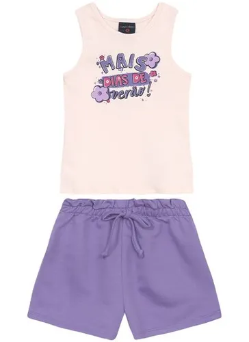 Conjunto Infantil para Menina com Regata e Short (Rosa Bebê) Guloseima