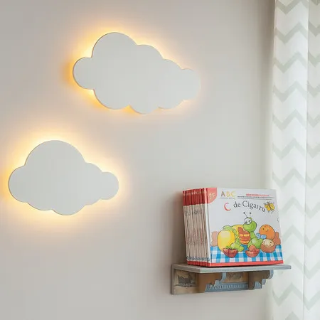 Nuvem Luminária Led MDF 15mm sem Fio Decoracao Quarto Bebe Branco Quente e Frio Pronta Entrega