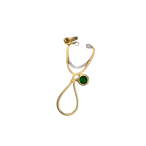 Pingente Estetoscópio 2cm com Zircônia verde