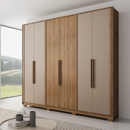 Guarda Roupa Casal 6 Portas 3 Gavetas Fusion Carraro Freijó com Off White