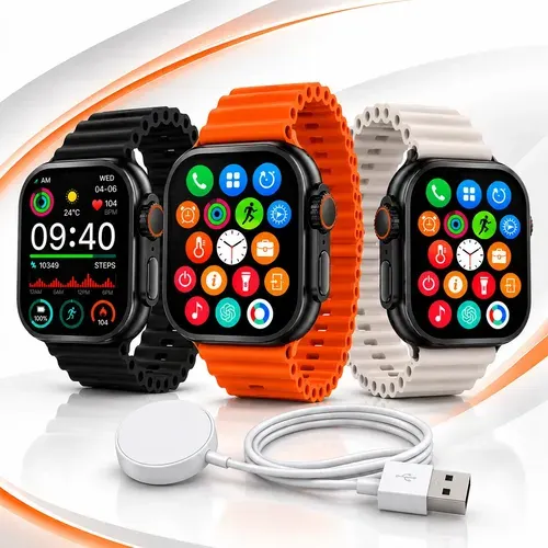 Relógio Smartwatch Ultra Sport Amoled Gps Nfc Titânio 49mm Preto Ondulada