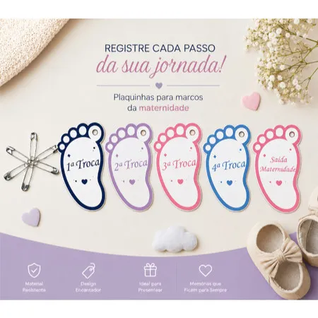 Kit 5 Tags Identificações de Trocas para Saquinhos Organizadores de Mala de maternidade