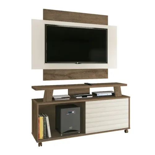 Rack com Painel Rivera Barcellona 143x119x34cm Mocaccino/nature Off Whit