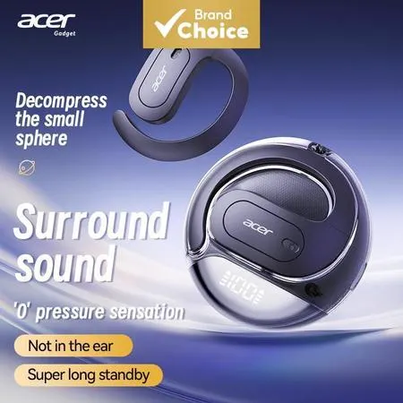 Acer OHR538 Fones de Ouvido Altos Bluetooth 5.4 com Gancho e Microfone TWS Música Uso Diário Viagem Commute Trabalho Esc