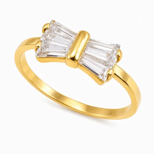 Anel Laço com Zircônias em Ouro 18K