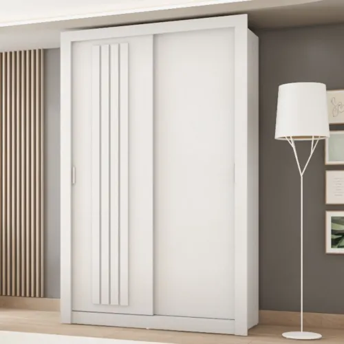 Guarda Roupa Solteiro 2 Portas Darvi 2 Gavetas Carraro Ripado Branco
