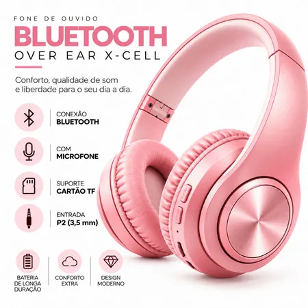 Fone de Ouvido Bluetooth Premium sem Fio Original Inova Wireless Headphone