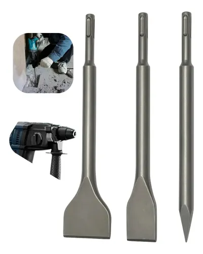 Kit Sds Plus Martelete Ponteiro e Talhadeiras Jogo 3 Peças 20mm E 40mm Profissional