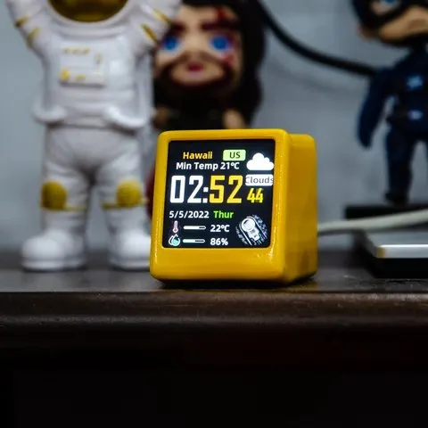 Relógio Digital de Mesa GeekMagic Super Cool Mini WiFi com Estação Meteorológica e Tela IPS LCD, Gadget para Decoração