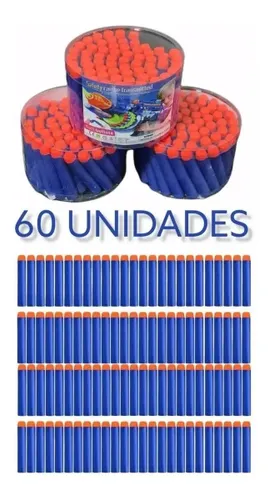 Dardos Nerf Compatíveis CasÚtil 60 Unidades Ponta Comum/Ventosa
