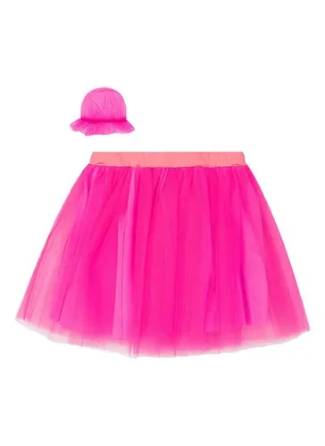 Saia Infantil em Tule com Forro e Rede de Cabelo Rosa