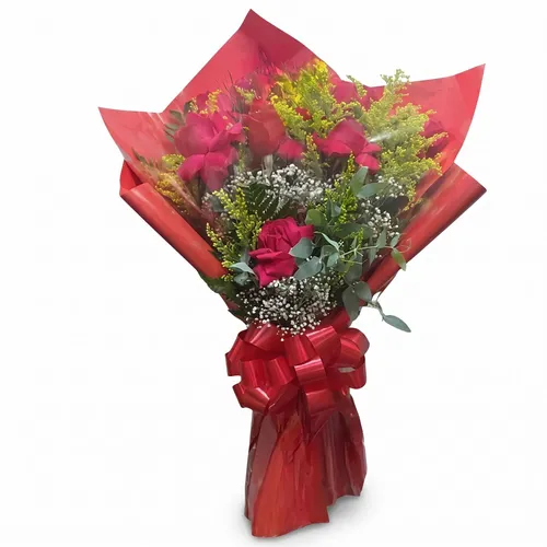Buquê de 6 Rosas Vermelhas Nacionais