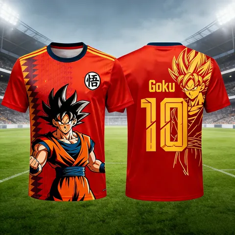 Camiseta Esportiva Unissex Infantil e Adulto Dragon Ball Retrô Verão 2026 Masculina Oversized com Estampa 3D de Manga Curta