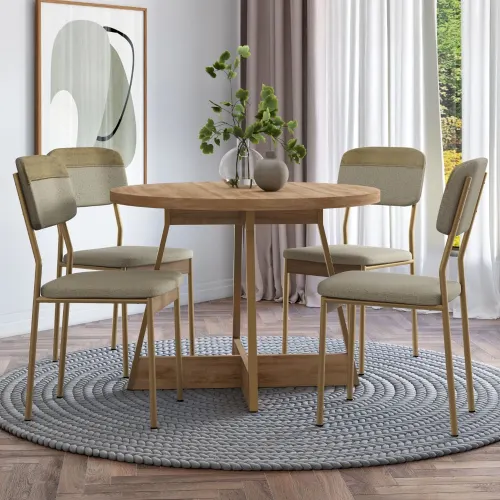 Conjunto Sala de Jantar 4 Cadeiras Belgravia Carraro Carvalho Dourado