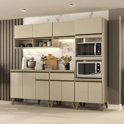 Armário de Cozinha Completa Atlanta Studio Amêndoa