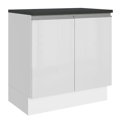 Balcão Madesa Acordes 100% MDF 80 cm 2 Portas Branco Brilho
