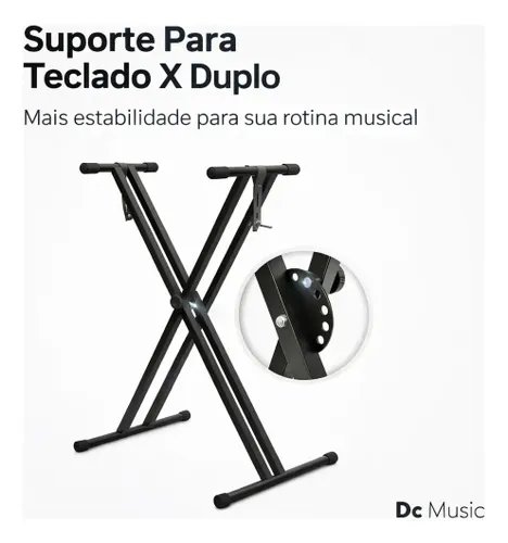 Suporte para teclado ou piano digital Dc Music Suporte X Duplo em forma de X