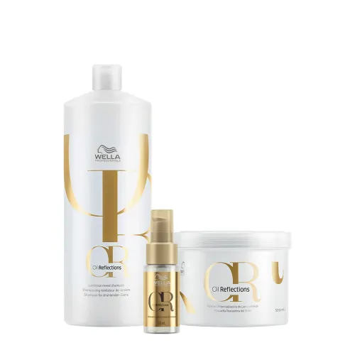 Kit Shampoo Máscara e Óleo Wella Professionals Oil Reflections 3 Produtos