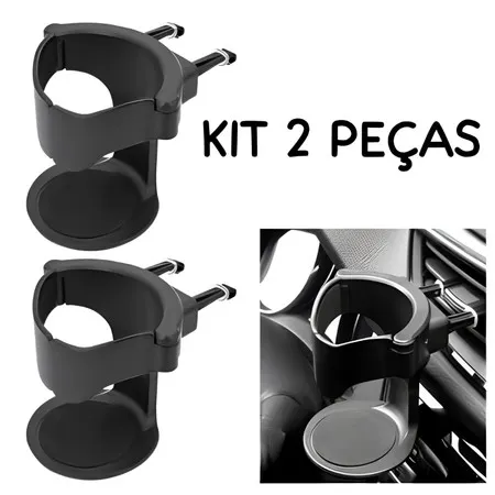 Kit 2 Peças Suporte para Copo Bebidas Universal Automotivo Carro Ajustável Preto