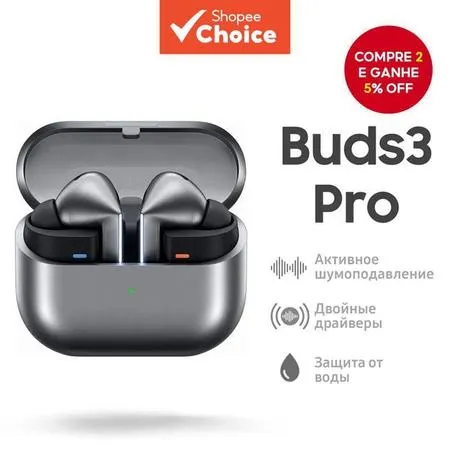  Fones de ouvido Buds 3 Pro prata, sem fio Bluetooth, intra-auriculares, cancelamento de ruído inteligente de IA, graves