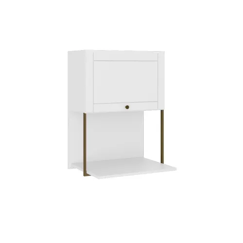 Armário Aéreo de Cozinha 60 cm 1 Porta com Nicho Forno MDF Milla Carraro Branco