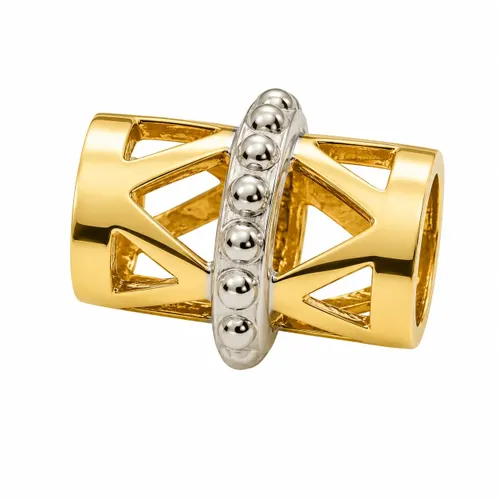 Pingente Separador Vazado com Detalhes em Ouro Branco 1 cm em Ouro 18K