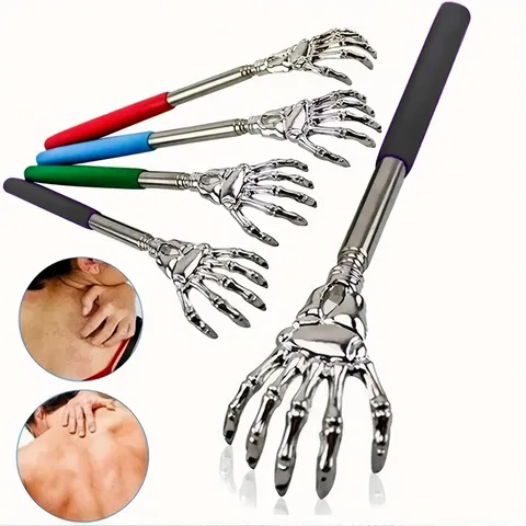 Scratcher traseiro extensível portátil, aço inoxidável, telescópica, Scratcher traseiro para humanos e animais de estimação, massageador traseiro extensível