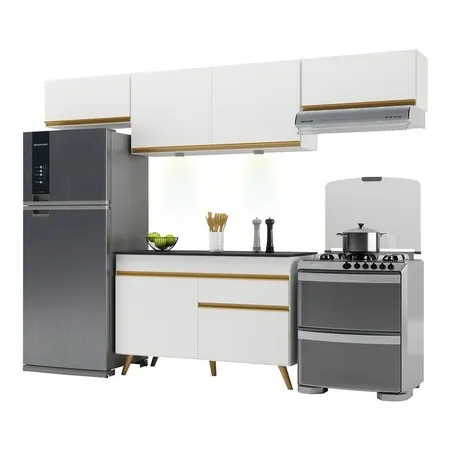 Cozinha Compacta 4 peças com Leds MP2022 Veneza Up Multimóveis Branca
