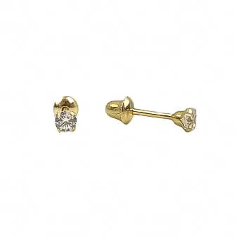 Brinco Infantil 2mm com Zircônia em Ouro 18k