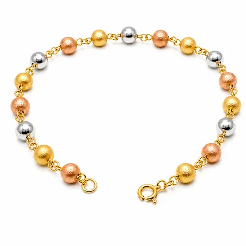 Pulseira com Bolinhas Tricolor em Ouro 18K