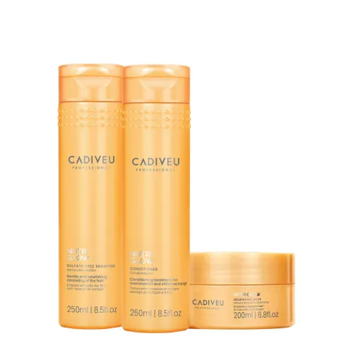 Kit Cadiveu Nutri Glow Shampoo 250ml Condicionador 250ml e Máscara 200ml