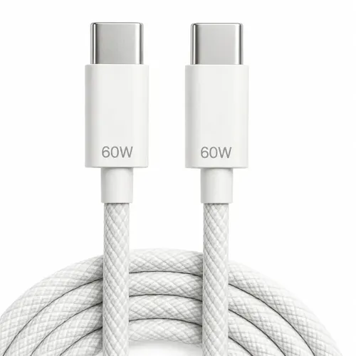 Cabo Carregador Usb-c Tipo C Turbo 60w 1m Nylon Trançado Reforçado Carregamento Rápido Transferência de Dados Compatível com iPhone 15 16 17 Android Xiaomi Universal Premium Eletric Teck