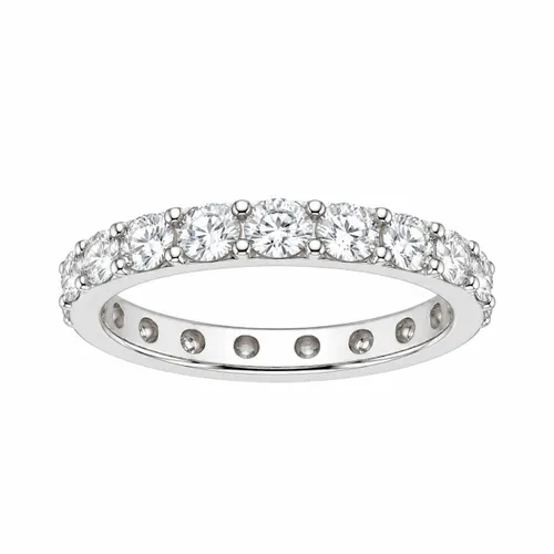 Anel Aparador 3 mm Cravejado com Moissanite em Prata
