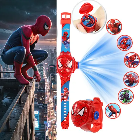 2026 Novo Relógio de Projeção Homem-Aranha de Desenho Animado para Meninos, Brinquedo 3D Capitão Hulk, Relógios de Cosplay para Crianças, Presente para Meninos Estudantes, Relógio Digital