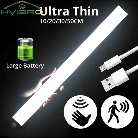 Luzes noturnas sem fio led sensor de movimento lâmpada usb recarregável magnética para guarda-roupa sala armário cozinha corredor tubo detector lâmpada