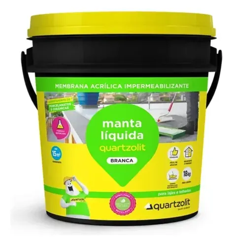 Quartzolit Manta Líquida Branca 1 8 K G P/ Lajes e Telhas. Acabamento Fosco Cor Branco