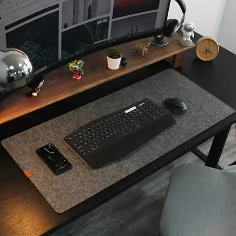 Tapete de mouse de feltro de lã de tamanho grande, protetor de mesa de computador de escritório, almofada de laptop, acessórios de jogos antiderrapantes, tapete de teclado