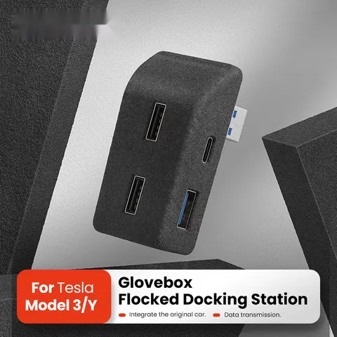 Para Tesla Model 3 Y Highland Juniper 2021-2025, Adaptador de HUB USB para Porta-Luvas, Carregador Rápido, Acessórios para Carro