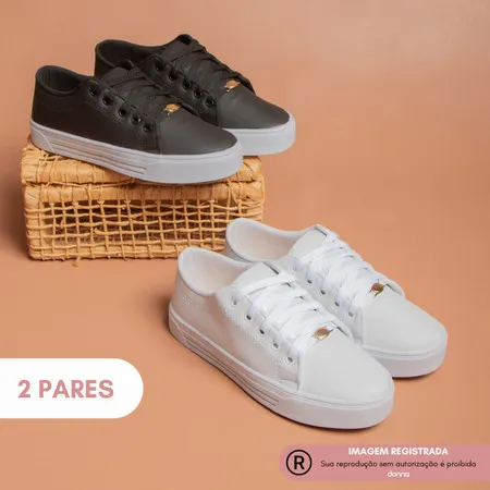 Kit 2 Pares Tenis Feminino Casual Donna Original Confortavel