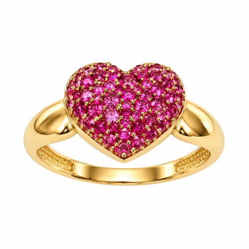 Anel Coração com Zircônias Coloridas em Ouro 18K