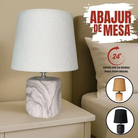 Luminaria  Abajur de Mesa Modelo Ondas Quarto Sala Moderno Geométrico